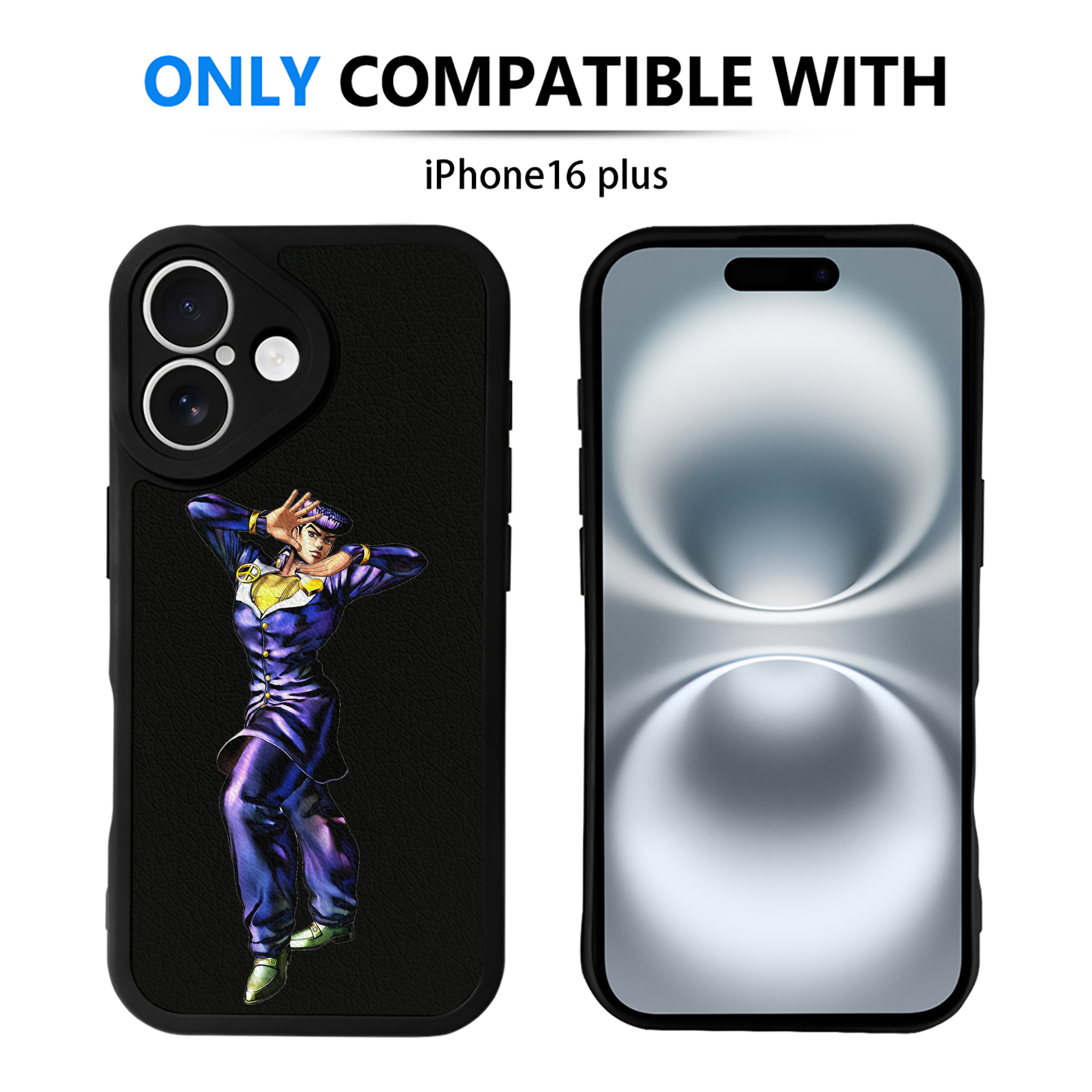 （画像用） ジョジョの奇妙な冒険 ひがしかた じょうすけ JoJo's Bizarre Adventure Higashikata Josuke 【iPhone 16シリーズ対応】シリコンスマホケース（レザー調） 材質：シリコン